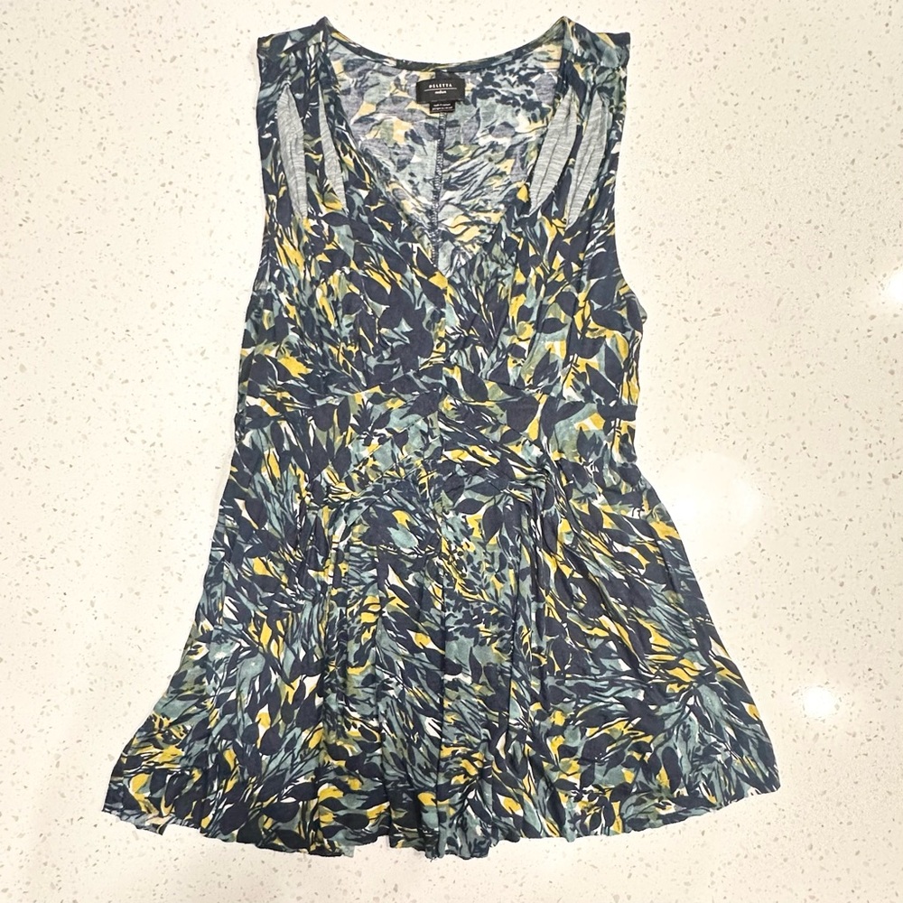 Deletta Blue and Yellow Patterned Tank Top